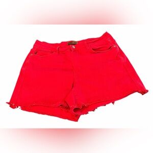 Judy Blue Red Mid Rise Stretch Denim Cut Off Style Shorts Womens Plus 1XL EUC